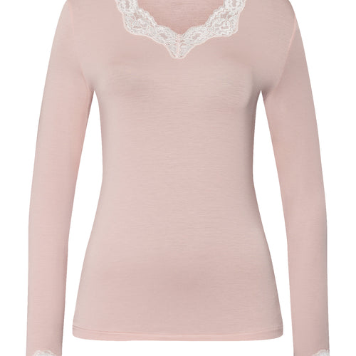 Dana Tencel™ V-Neck Top With Lace Trim | Blush 71841-1359