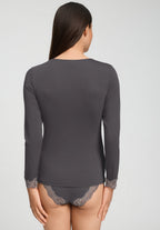 Dana Tencel™ V-Neck Top With Lace Trim | Boulevard 71841-2687
