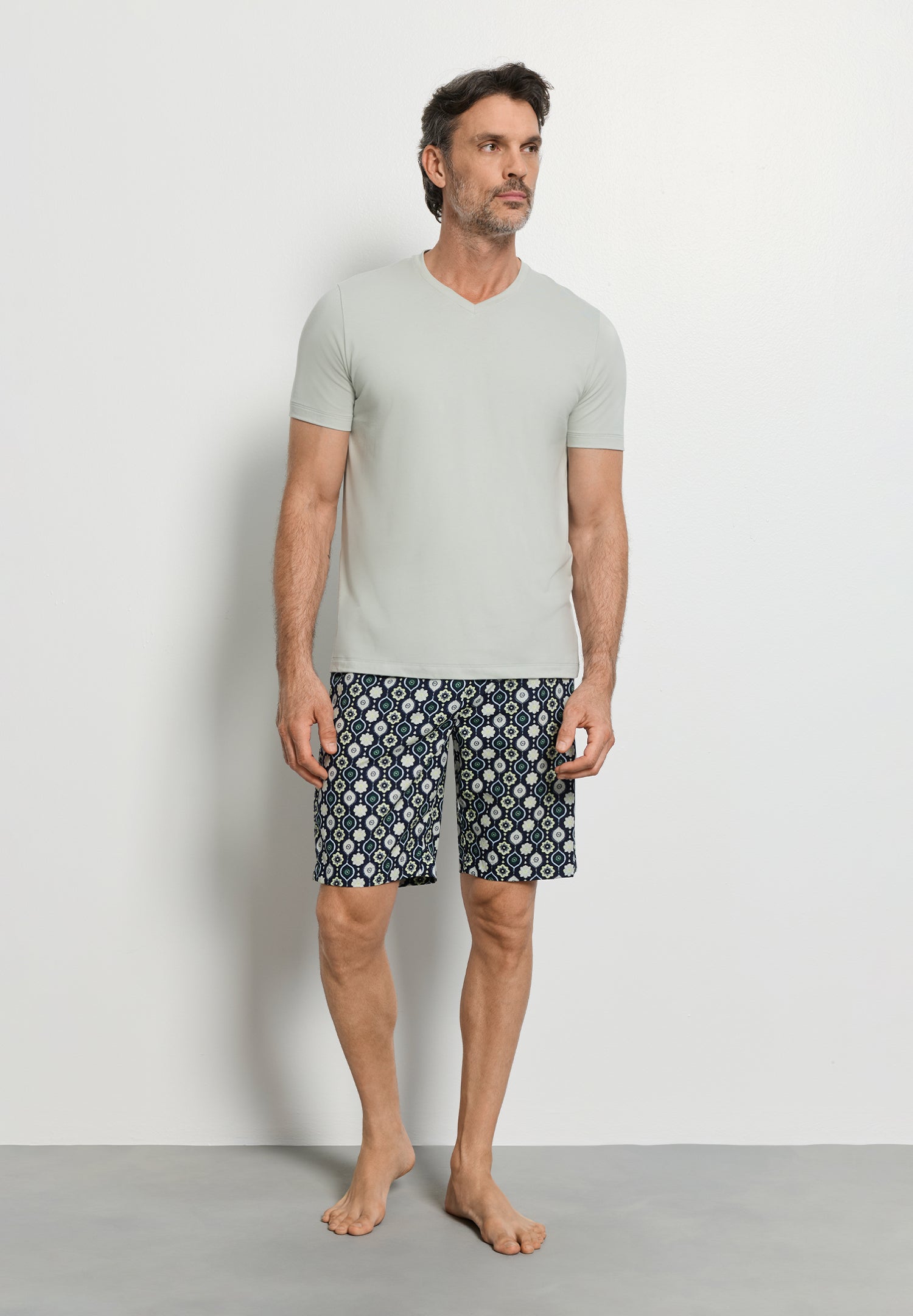 Night And Day S/Slv Pajama | Mineral Green 72353-2168