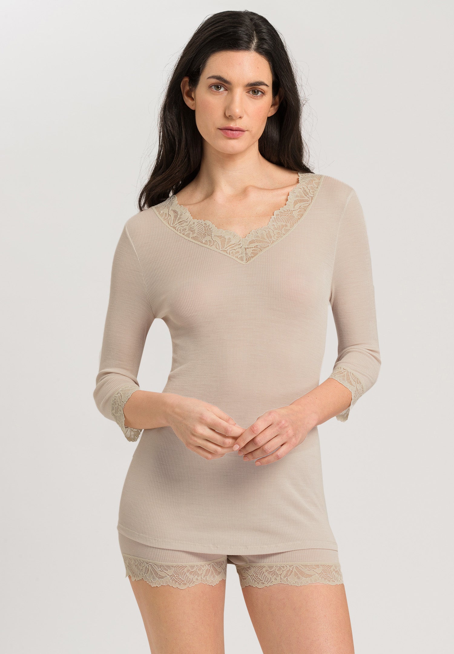 72995 Woolen Lace 3/4 Sleeve Shirt - 2801 Pumice