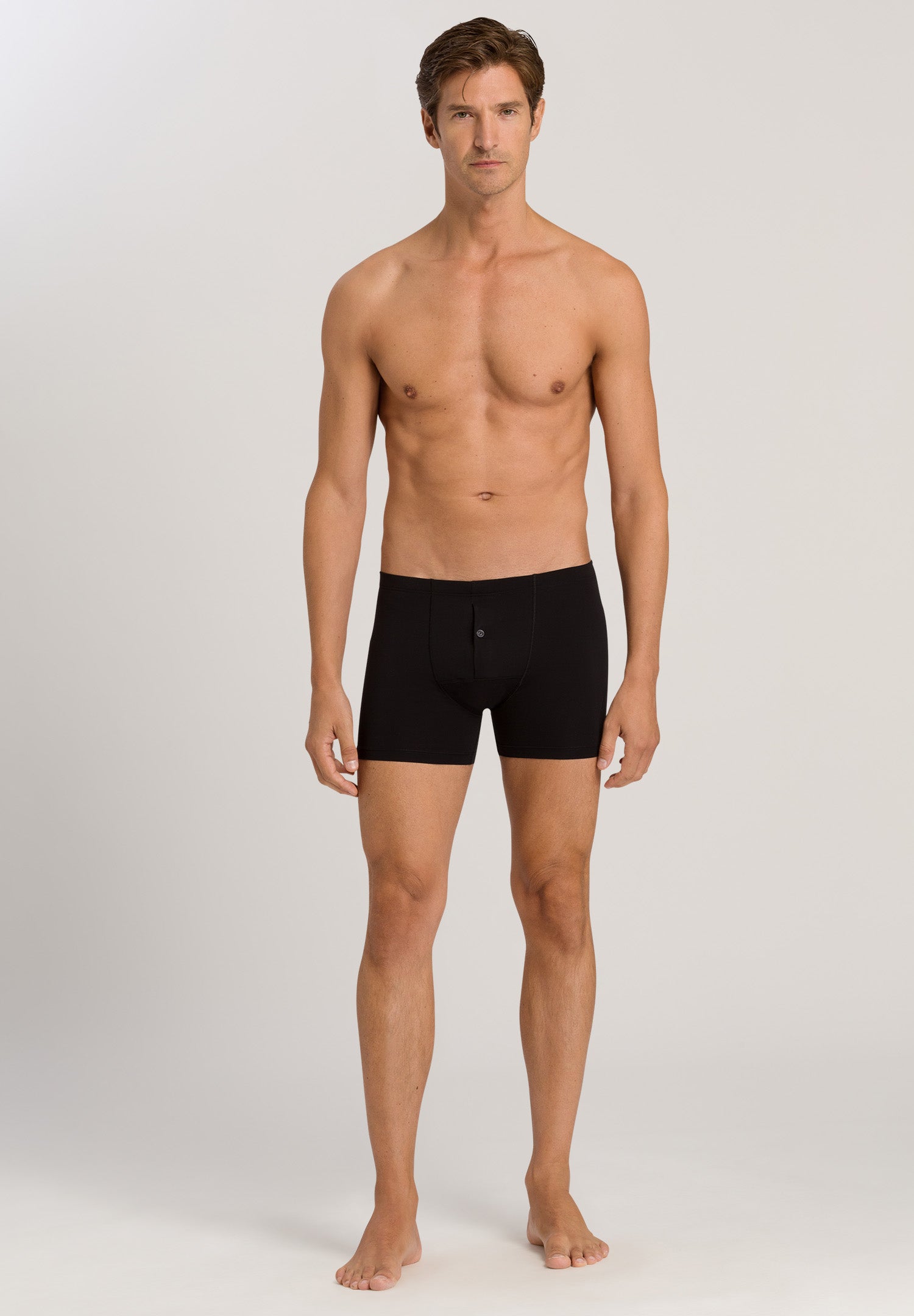 73063 Cotton Sensation Long Leg Boxer Brief With Fly - 199 Black