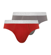 73075 Cotton Essentials Briefs 2-Pack - 2157 Red Ochre/Fresh Grey