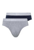 73075 Cotton Essentials Briefs 2-Pack - 2399 Lt Melange/Deep Navy