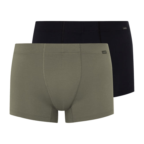 73079 Cotton Essentials 2 Pack Boxer Brief With Covered Waistband - 2156 Antique Green/Ebony