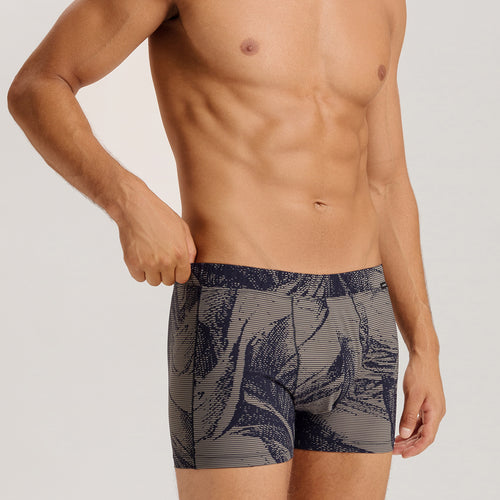 Fancy Micro Quick Dry Long Boxer Brief | Striped Palm Print 73125-3015