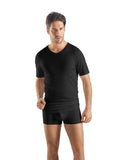 73173 Sea Island Cotton Short Sleeve V-Neck - 019 Black