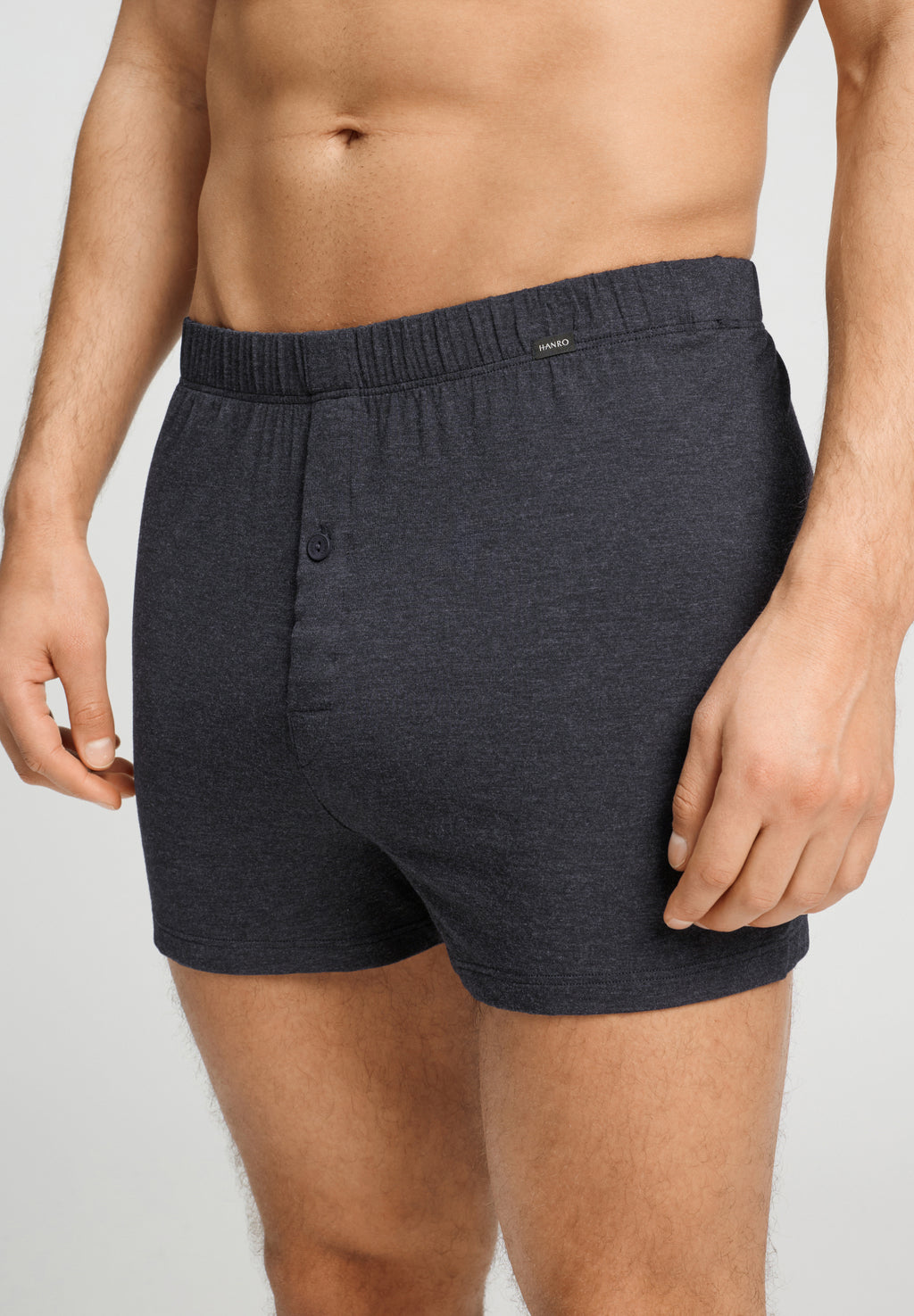 Casuals Single Jersey Boxer With Button Fly | Charcoal Melange 73207-3132