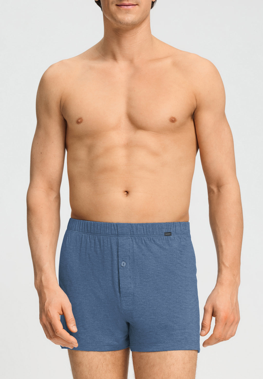 Casuals Single Jersey Boxer With Button Fly | Tanzanite Melange 73207-3133