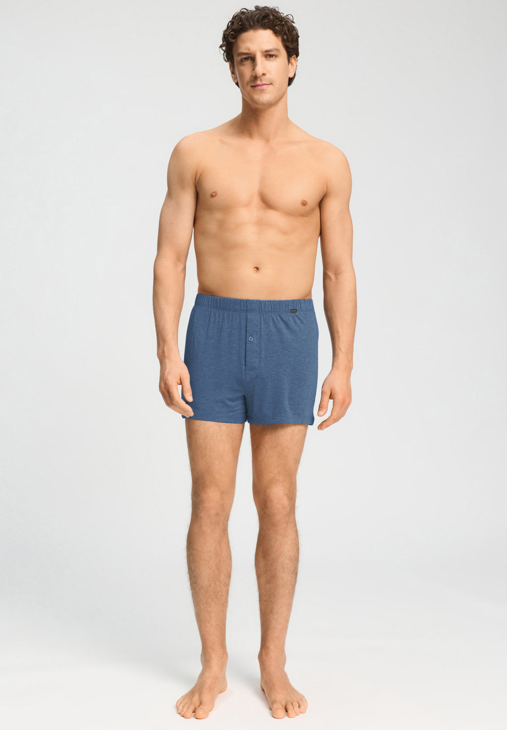 Casuals Single Jersey Boxer With Button Fly | Tanzanite Melange 73207-3133