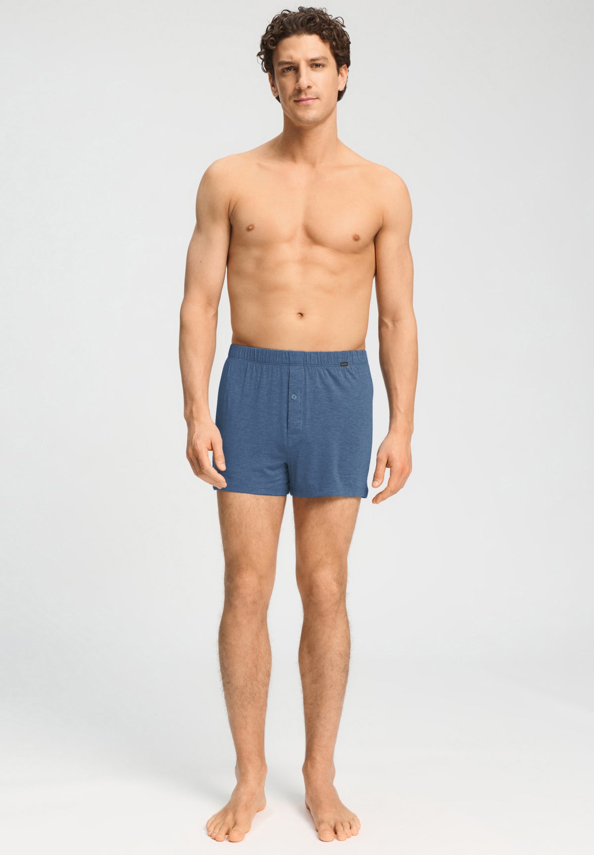 Casuals Single Jersey Boxer With Button Fly | Tanzanite Melange 73207-3133