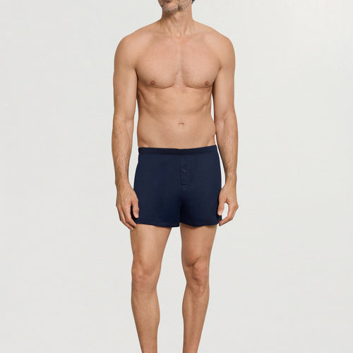 Cotton Sporty Knit Boxer With Button Fly | Deep Navy 73505-1610