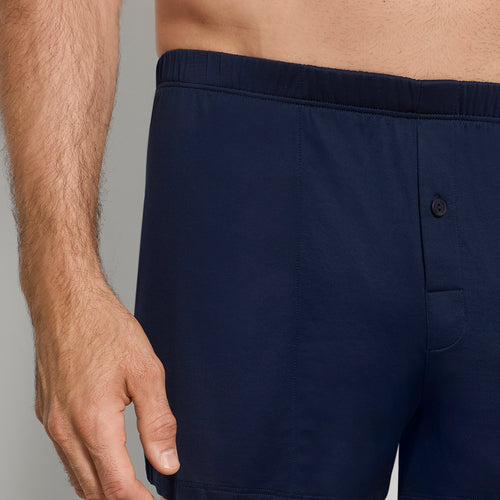 Cotton Sporty Knit Boxer With Button Fly | Deep Navy 73505-1610