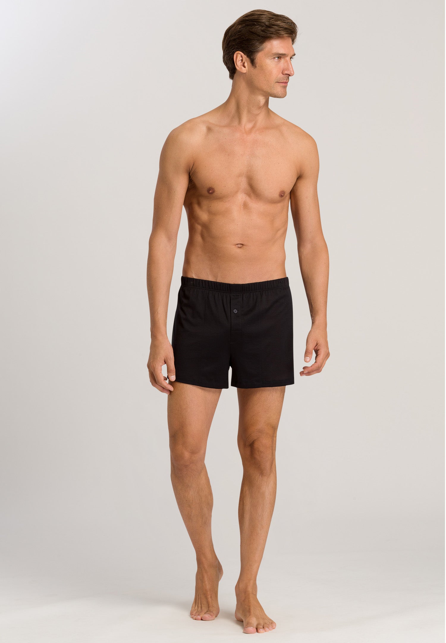 73505 Cotton Sporty Knit Boxer With Button Fly - 199 Black