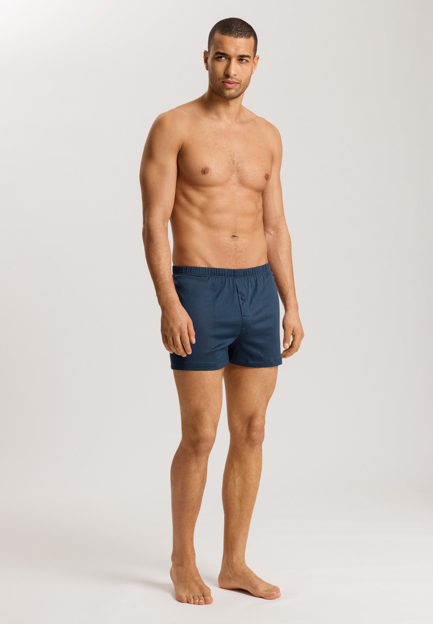 73505 Cotton Sporty Knit Boxer With Button Fly - 2644 Midnight Sky