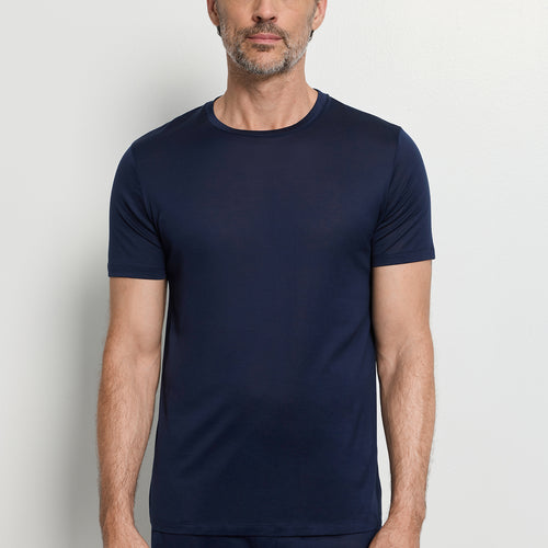 Cotton Sporty Crewneck T-Shirt | Deep Navy 73511-1610