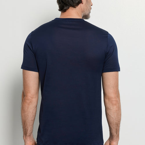 Cotton Sporty Crewneck T-Shirt | Deep Navy 73511-1610