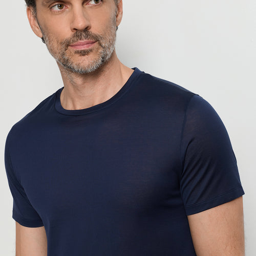Cotton Sporty Crewneck T-Shirt | Deep Navy 73511-1610