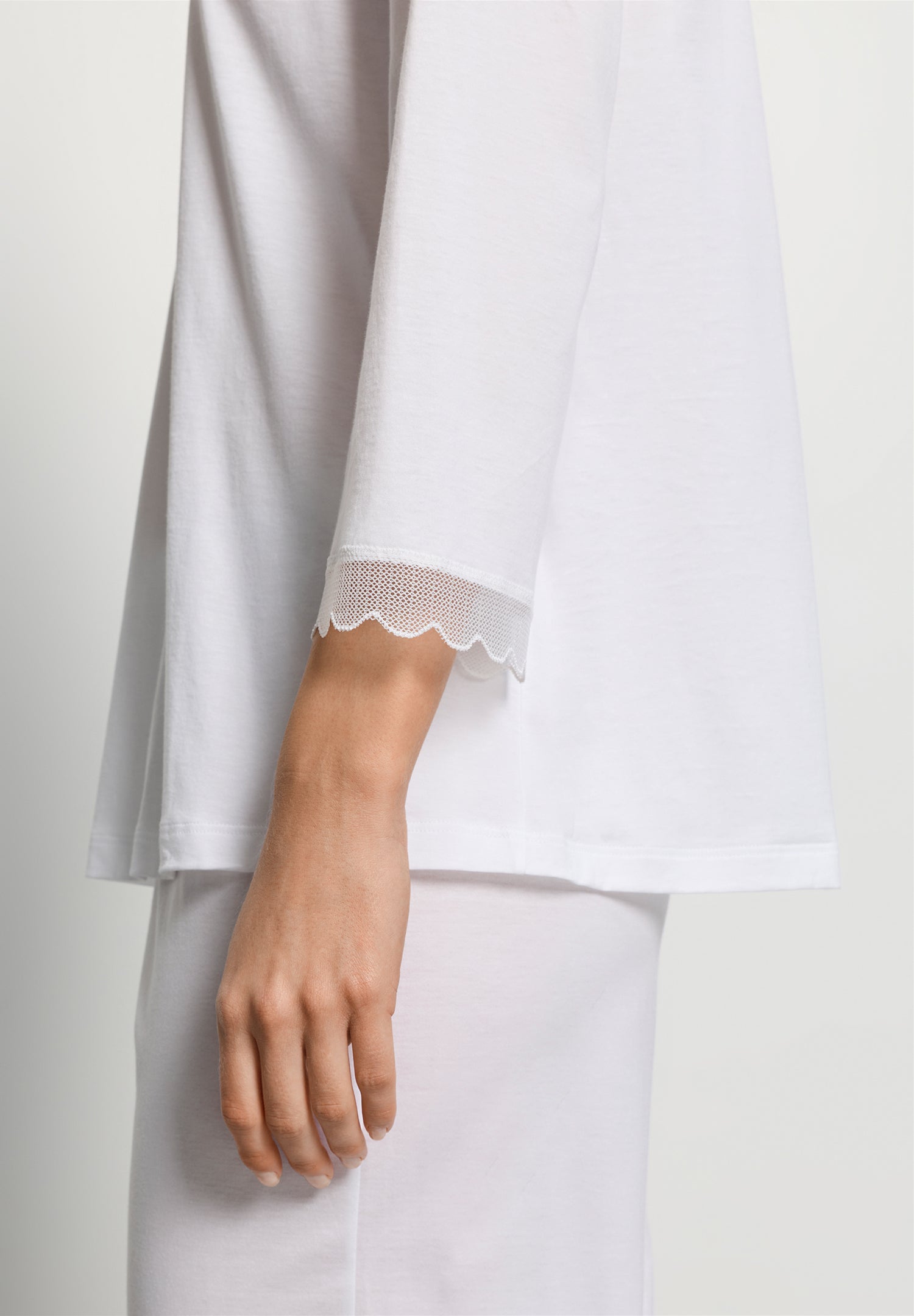 Inaya L/Slv Pyjama Crop Pants | White 74739-101