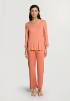 Cira L/Slv Pyjama Crop Pants | Light Carnelian 74743-2288