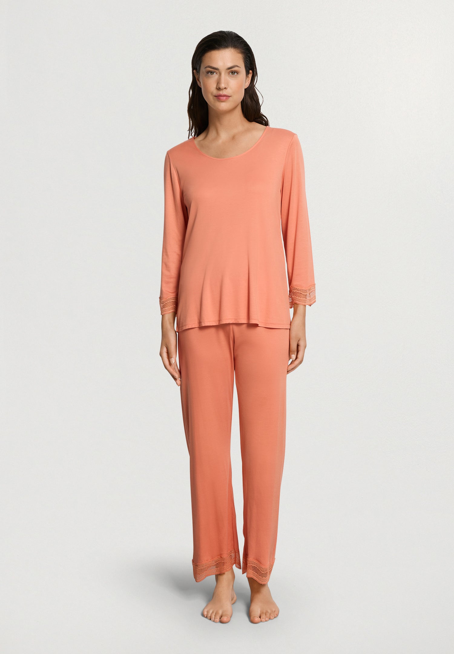 Cira L/Slv Pyjama Crop Pants | Light Carnelian 74743-2288