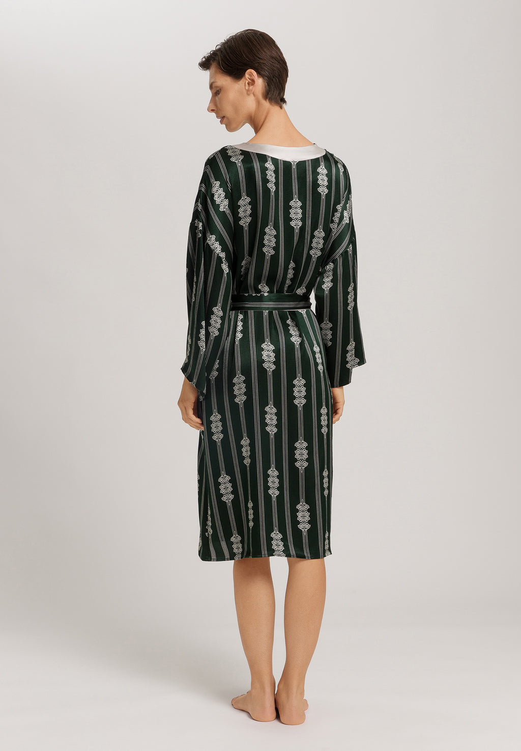 Indra Semi Sheer Geometric Stripe Robe | Graphit Melange 74761-3060
