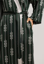 Indra Semi Sheer Geometric Stripe Robe | Graphit Melange 74761-3060