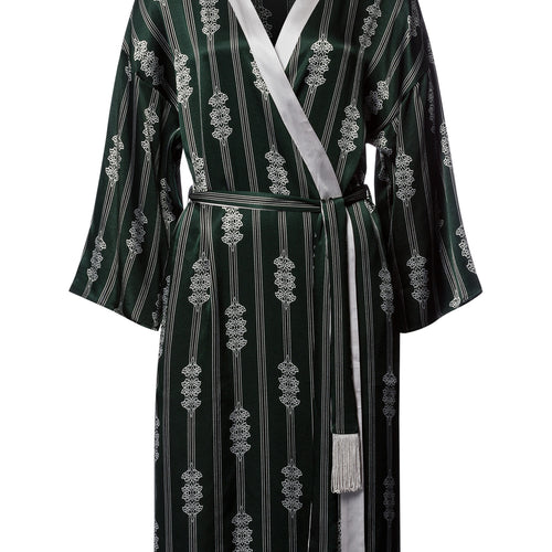 Indra Semi Sheer Geometric Stripe Robe | Graphit Melange 74761-3060