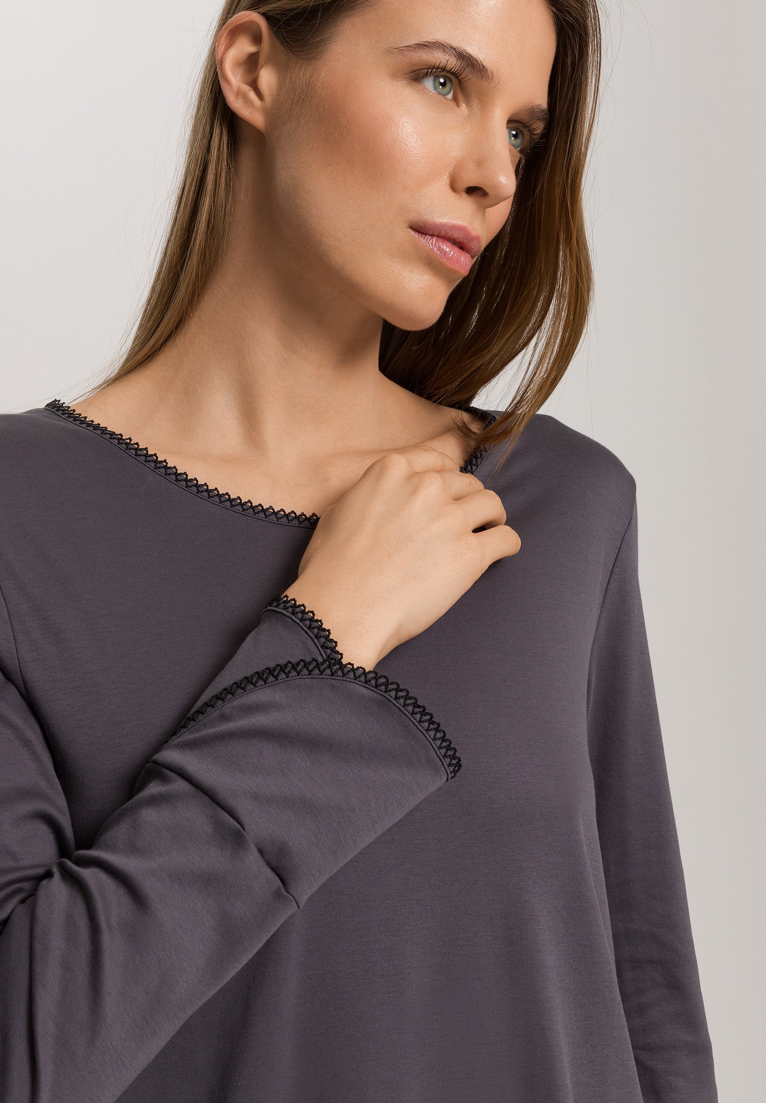 Una Tulip Sleeve Cotton Nightgown | Black Pearl 74772-2183