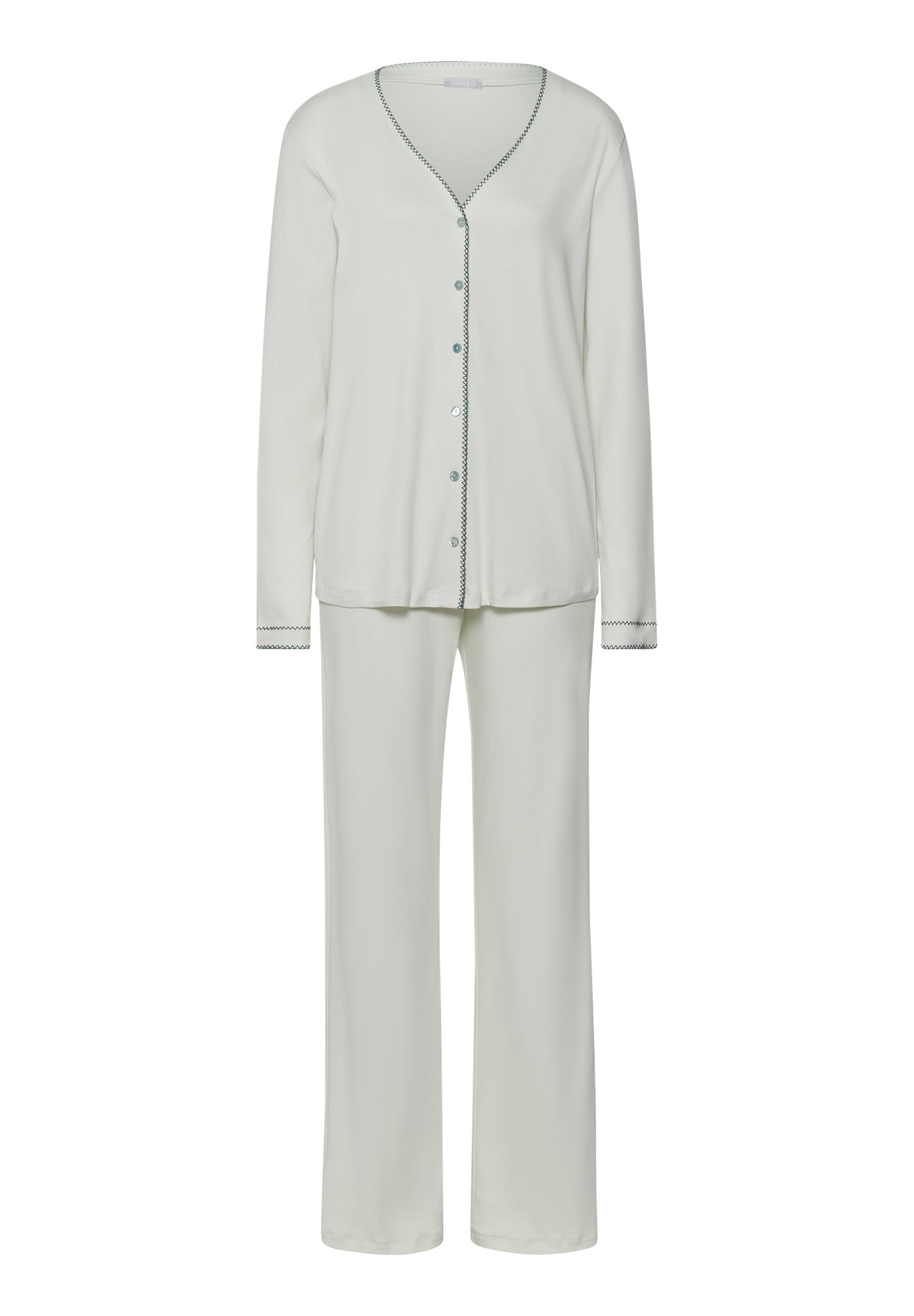 Una Crochetta Stitch Cotton Pajama Set | Green Beryl 74773-2707