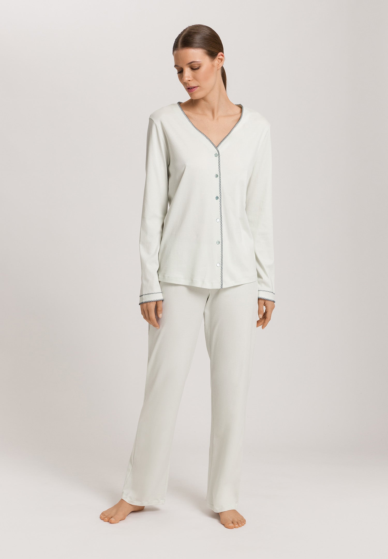 Una Crochetta Stitch Cotton Pajama Set | Green Beryl 74773-2707