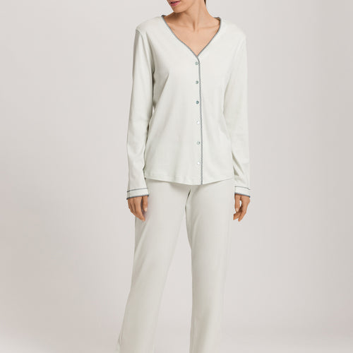 Una Crochetta Stitch Cotton Pajama Set | Green Beryl 74773-2707