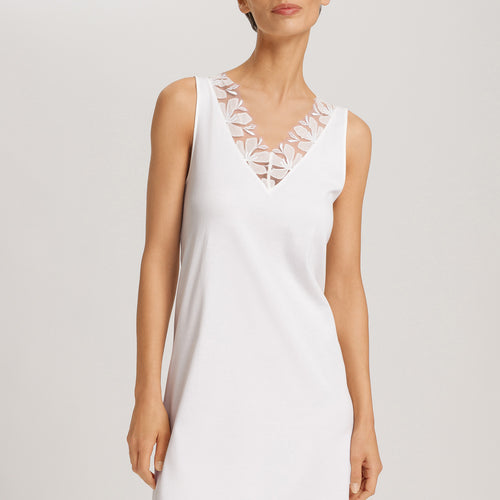 Kalea Floral Tulle Cotton Tank Nightgown | Off White 74784-102