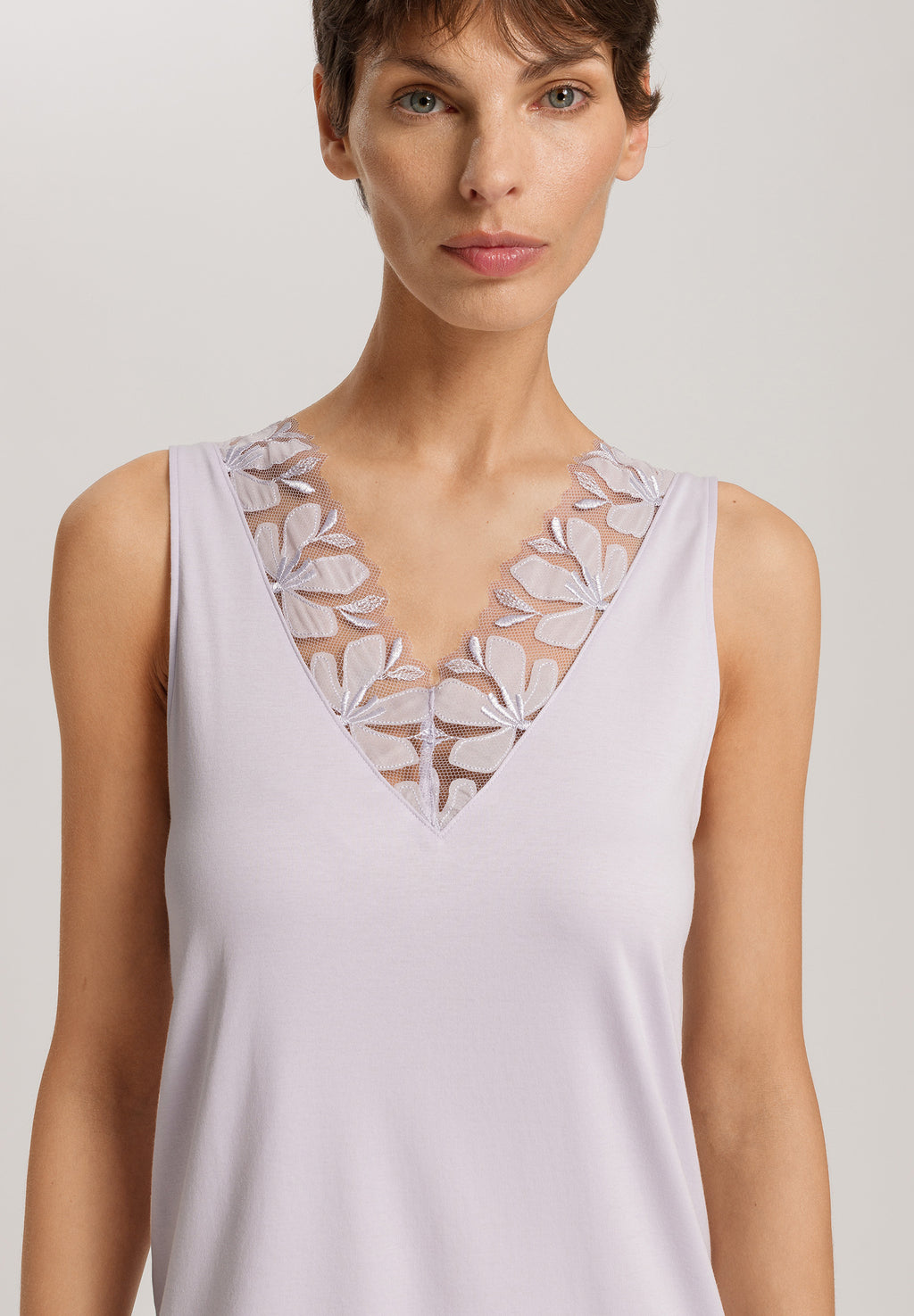 Kalea Floral Tulle Cotton Tank Nightgown | Pink Lavender 74784-2463