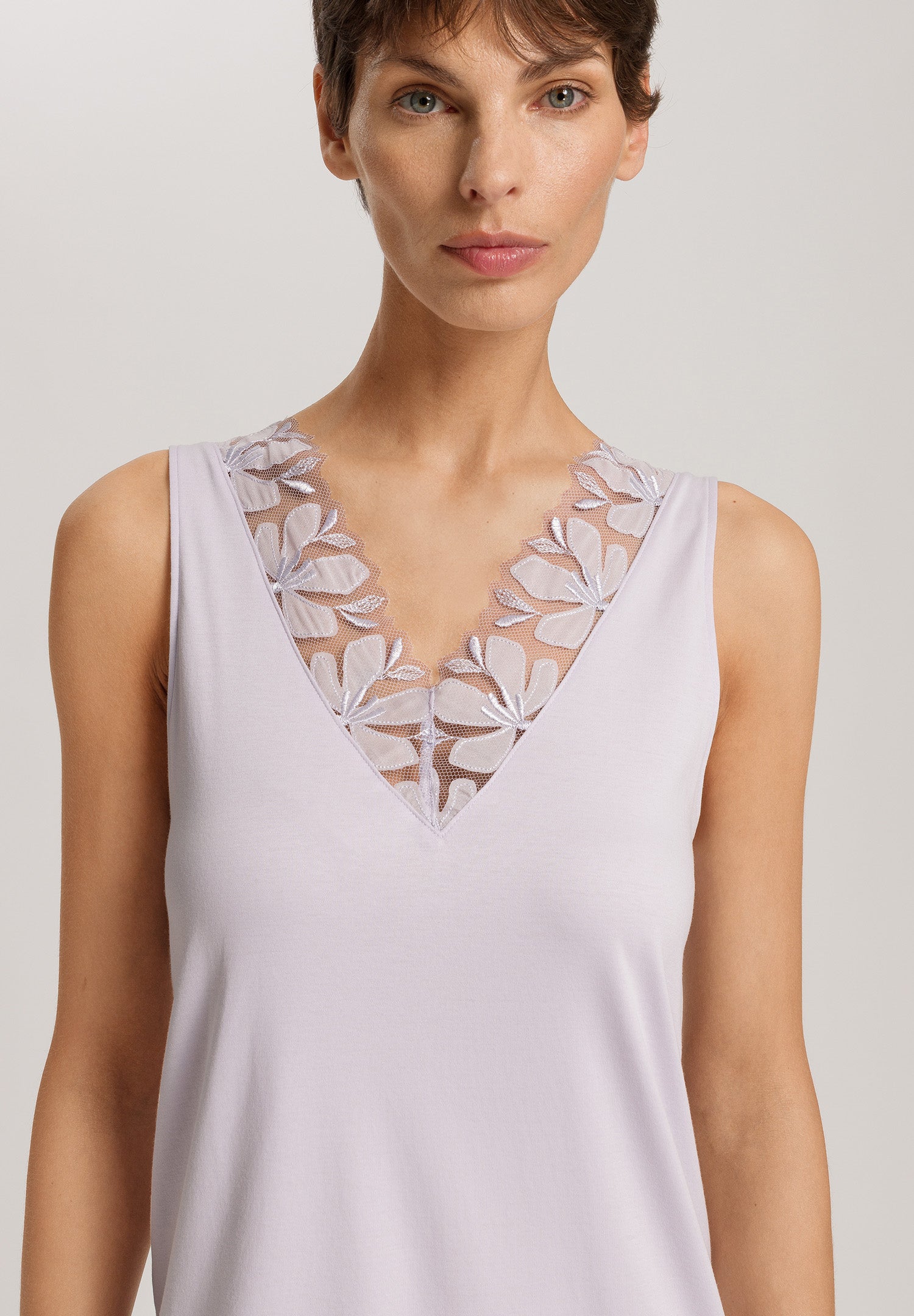 Kalea Floral Tulle Cotton Tank Nightgown | Pink Lavender 74784-2463