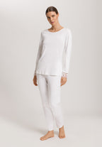 Kalea Floral Tulle Cotton Pajama Set | Off White 74788-102