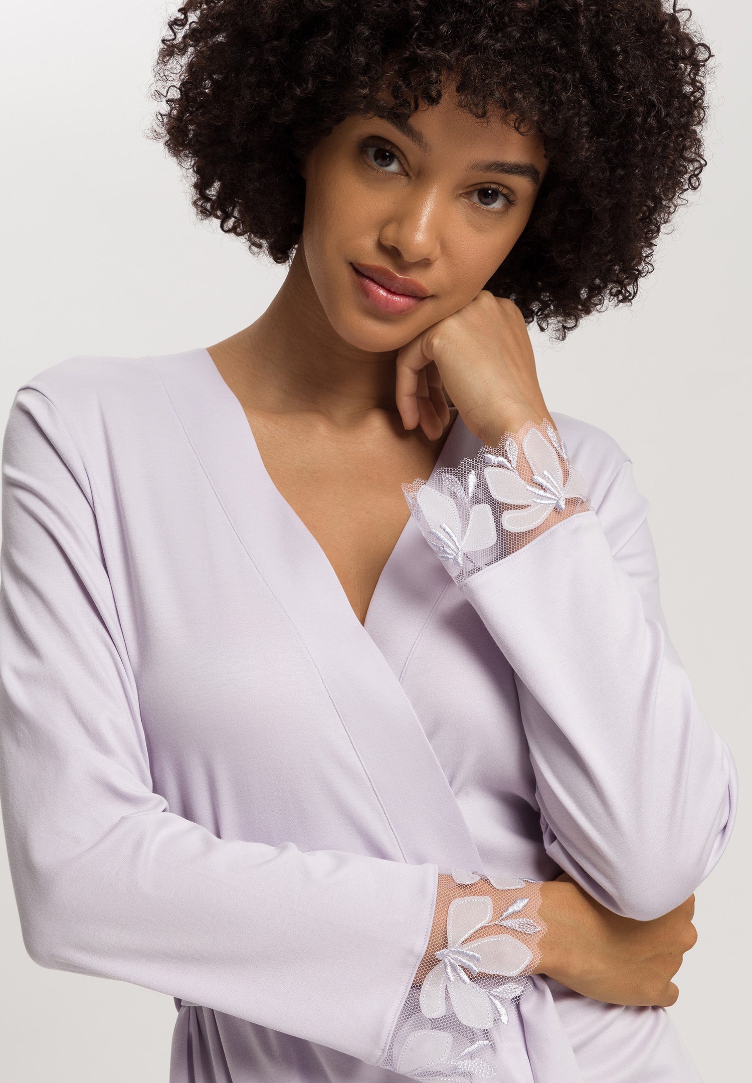 Kalea Floral Tulle Cotton Robe | Pink Lavender 74789-2463