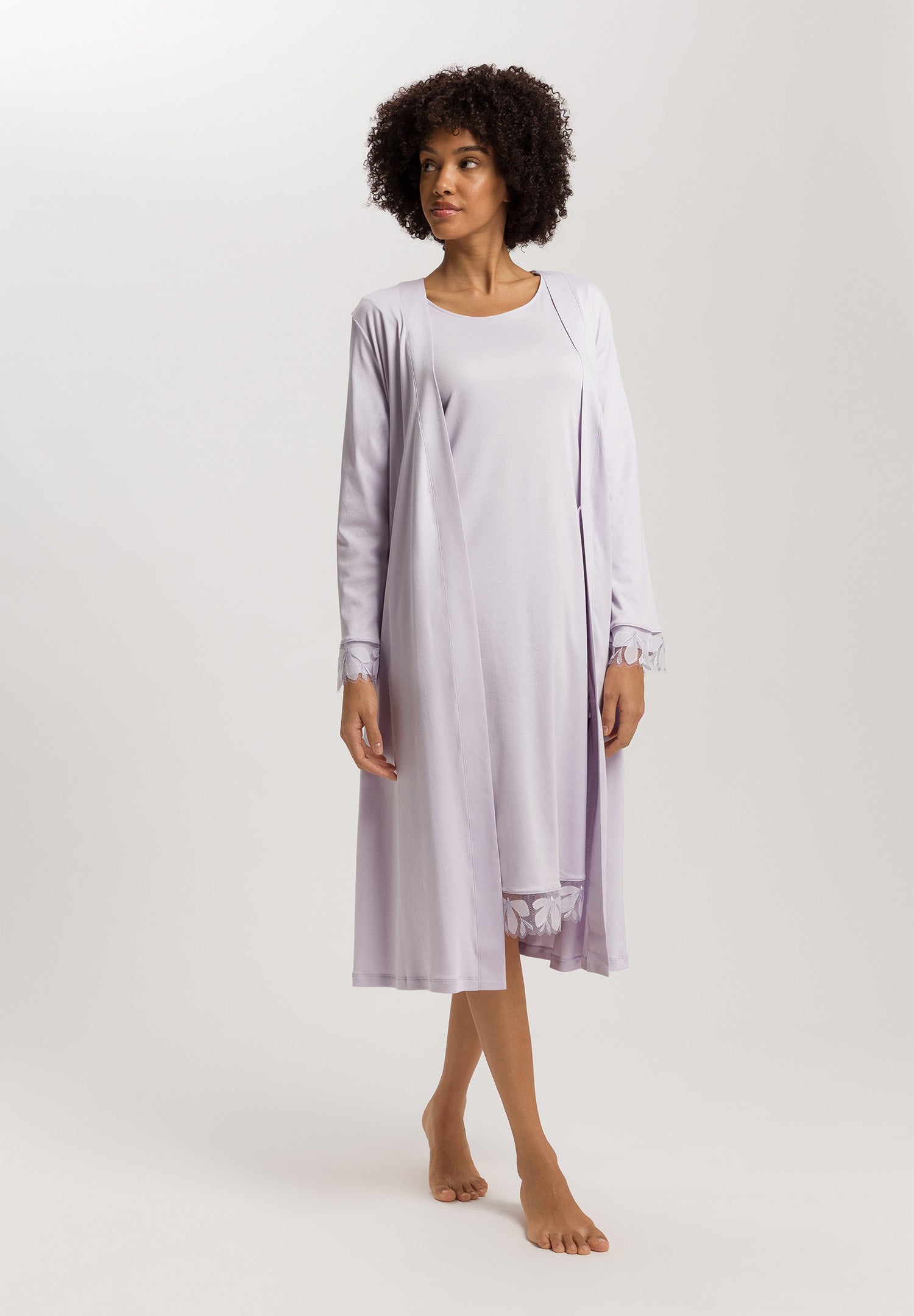Kalea Floral Tulle Cotton Robe | Pink Lavender 74789-2463