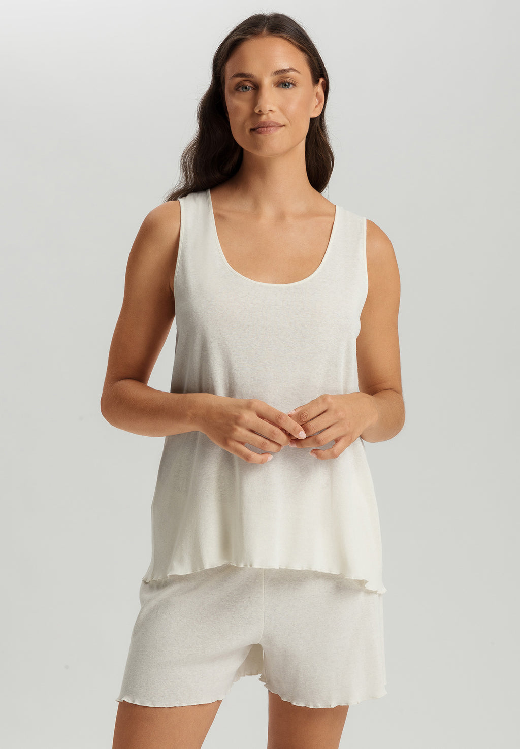 Serena Cotton And Linen Short Pajama Set | Misty White 74793-2123