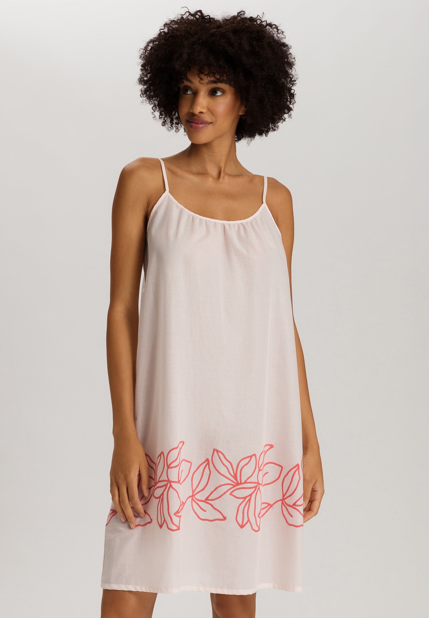 Liz Cotton Spaghetti Chemise With Embroidery 100cm | Melon Soda 74795-2337