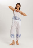 Liz Cotton Crop Pants With Embroidery | White 74798-101