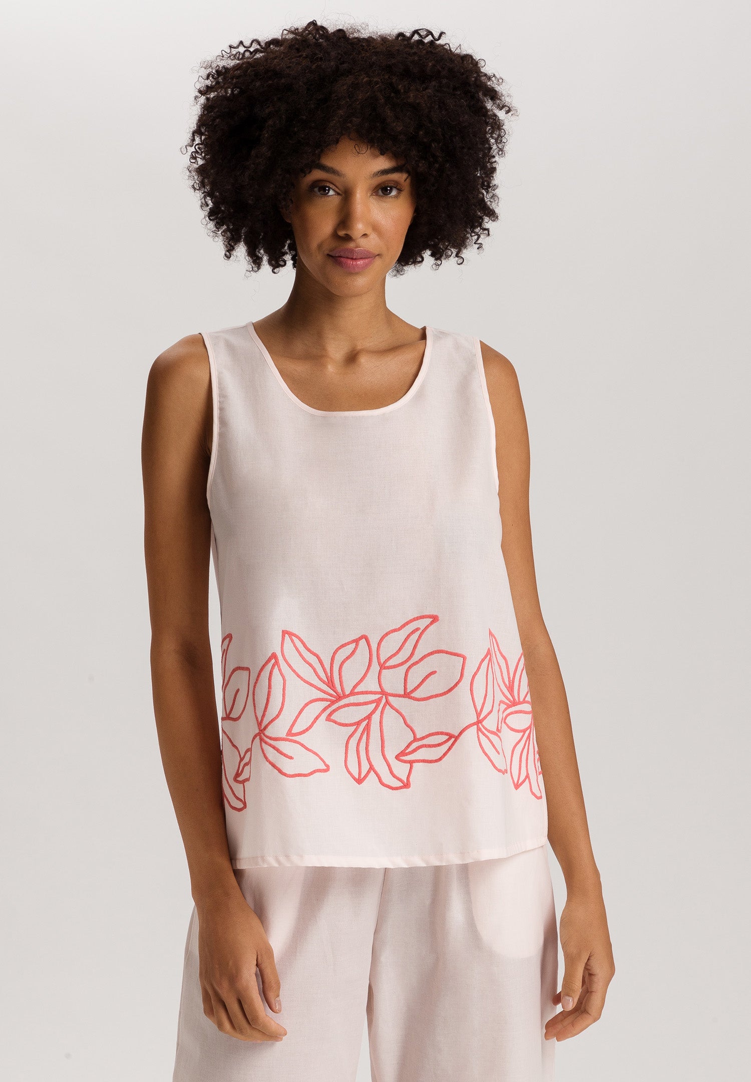 Liz Relaxed Cotton Tank Top With Embroidery | Melon Soda 74799-2337