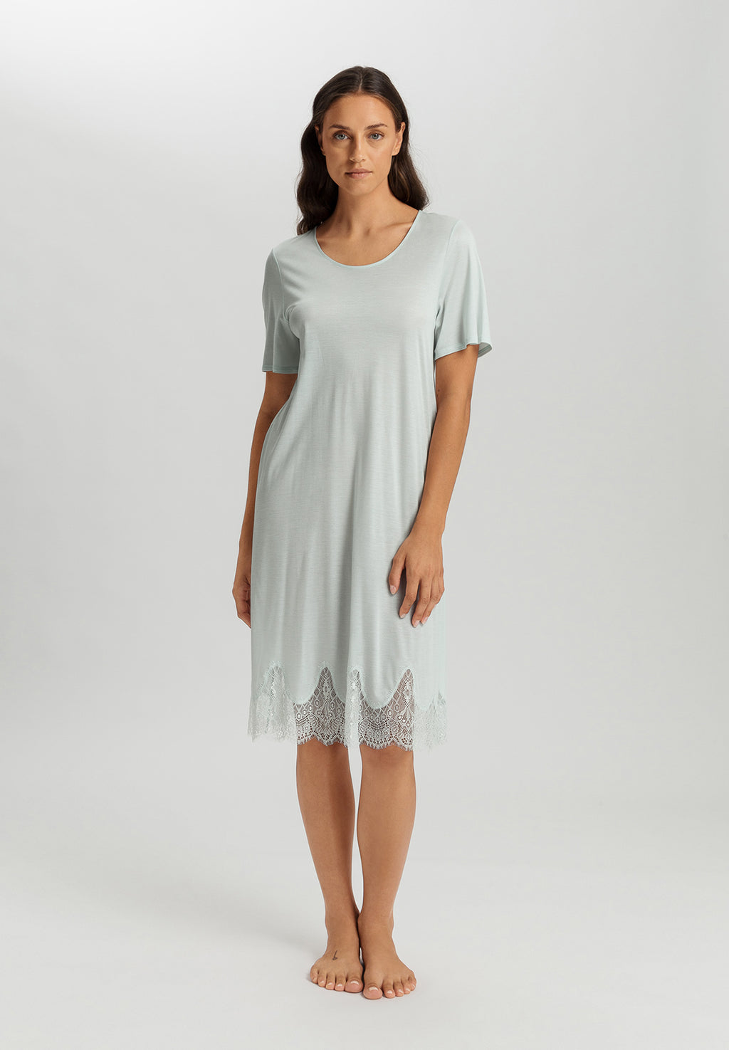 Melia Scalloped Lace Round Neck Nightgown | Ice Flow 74802-2577