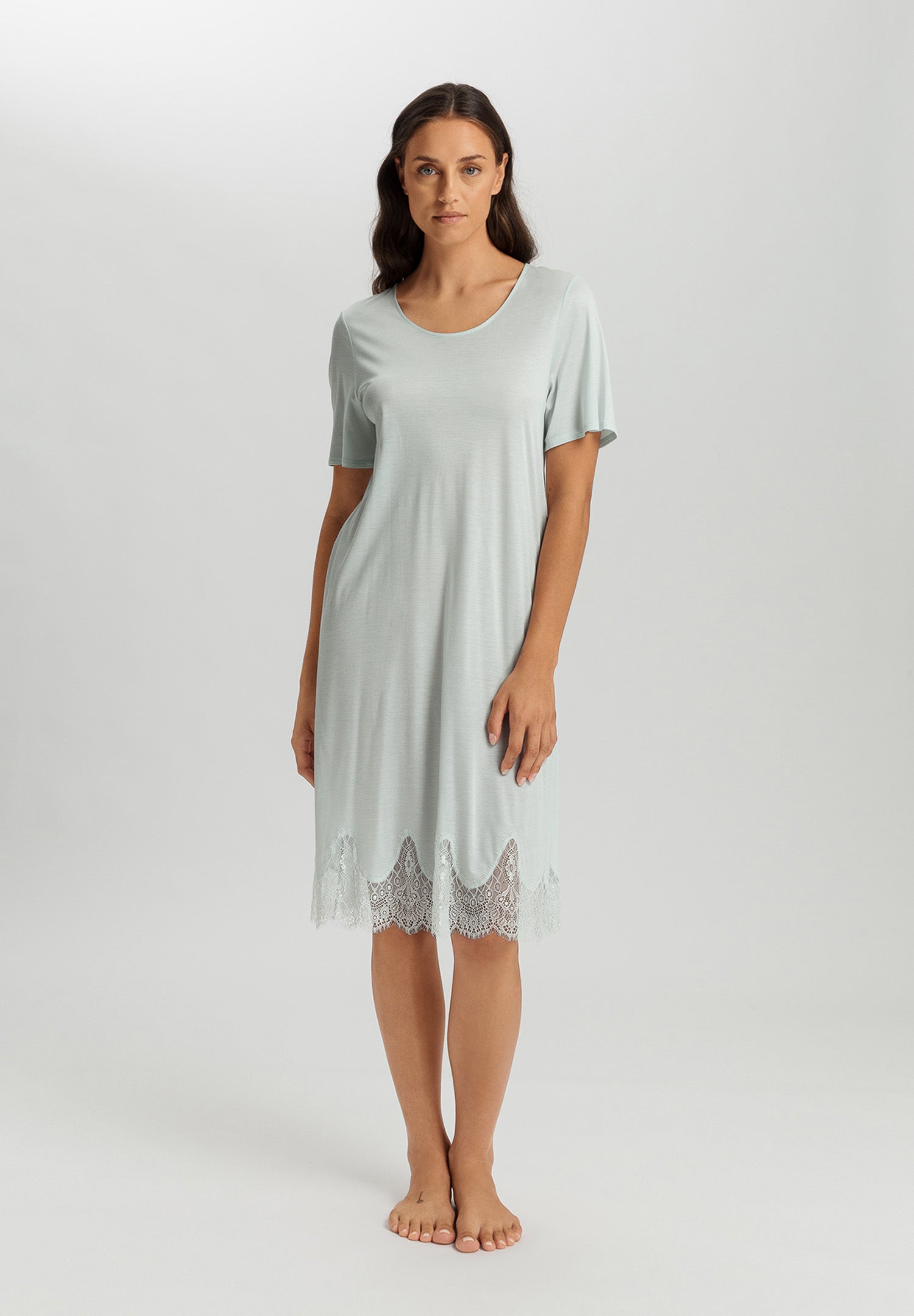 Melia Scalloped Lace Round Neck Nightgown | Ice Flow 74802-2577