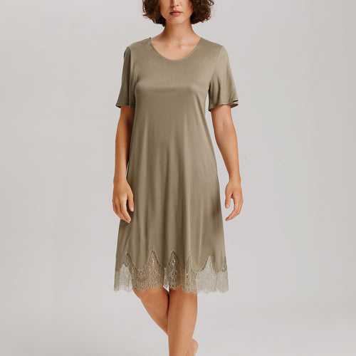 Melia Scalloped Lace Round Neck Nightgown | Silver Sage 74802-2651