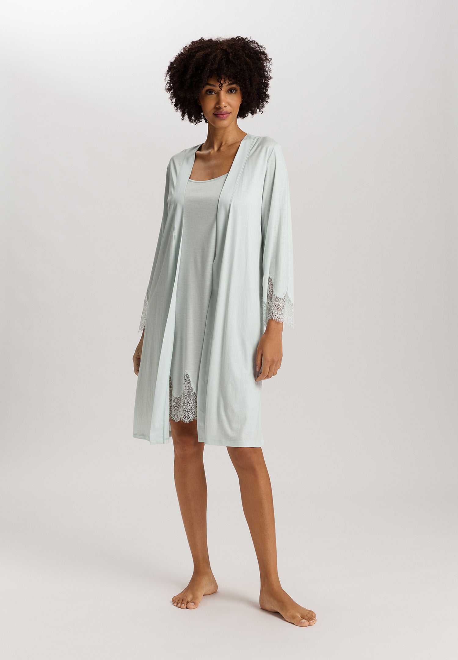 Melia Scalloped Lace Robe 100cm | Ice Flow 74804-2577