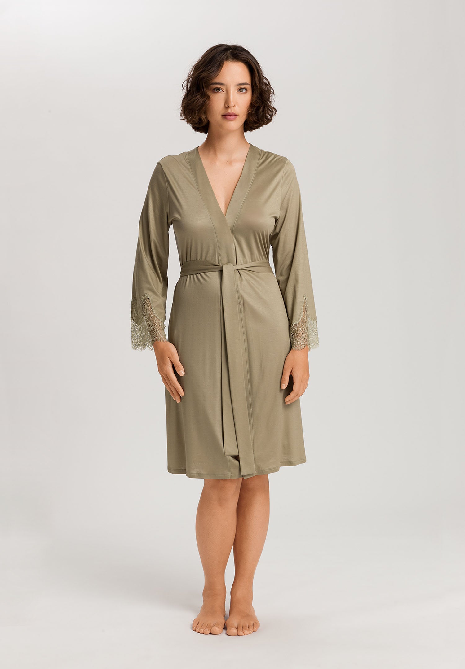 Melia Scalloped Lace Robe 100cm | Silver Sage 74804-2651