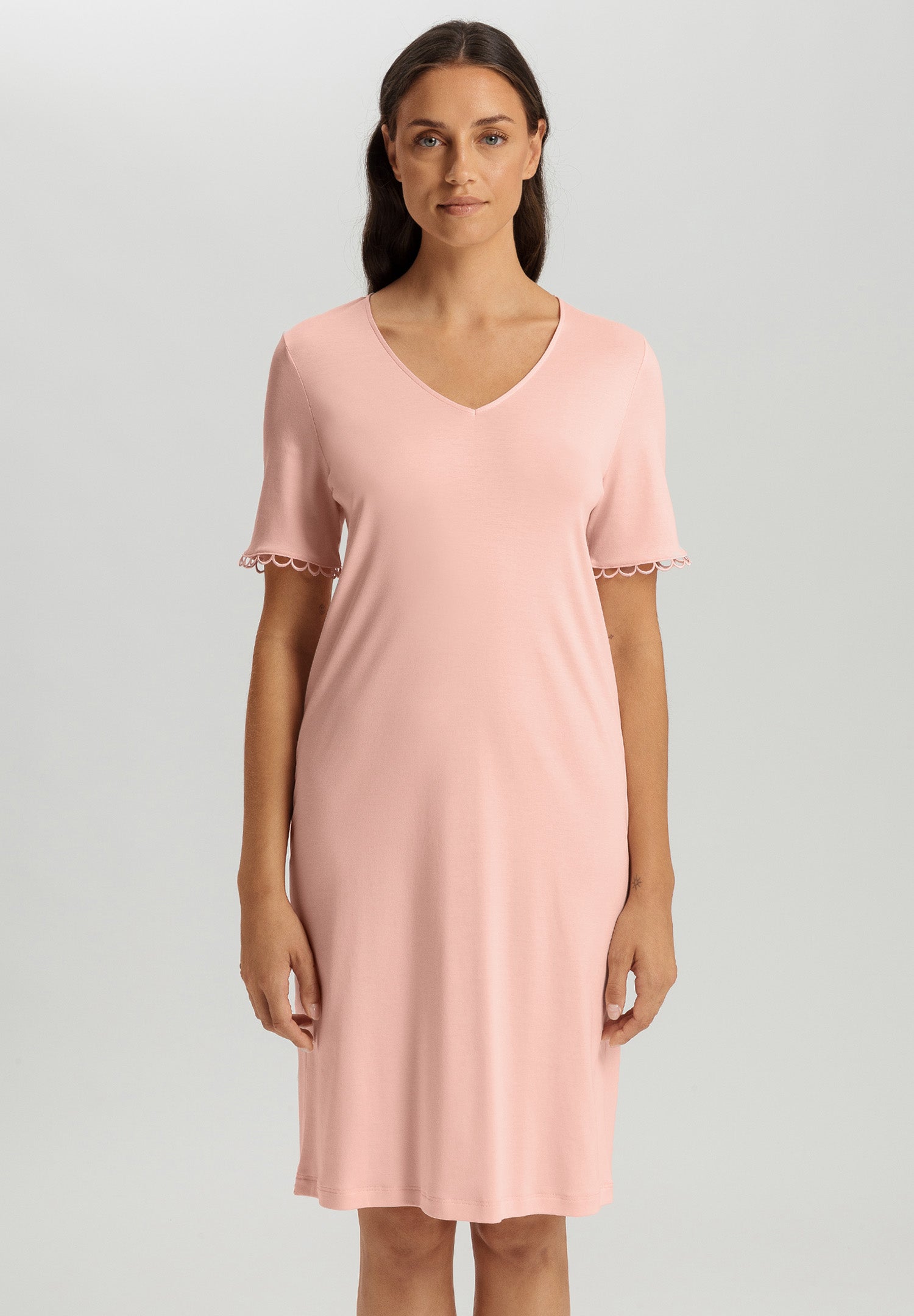 Anouk V-Neck Cotton Nightgown | Pink Blaze 74808-2340