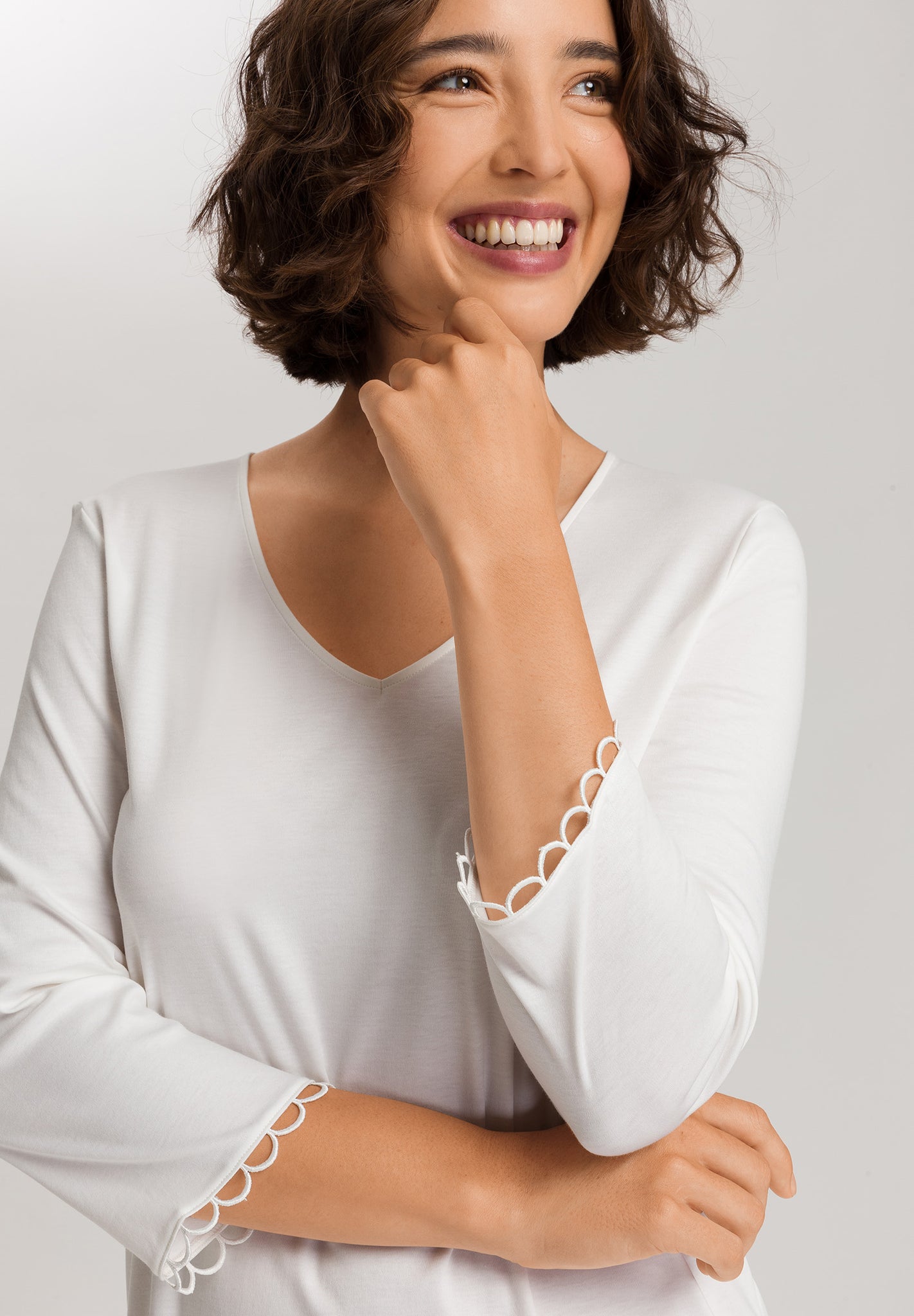 Anouk V-Neck Cotton Nightgown | Off White 74809-102