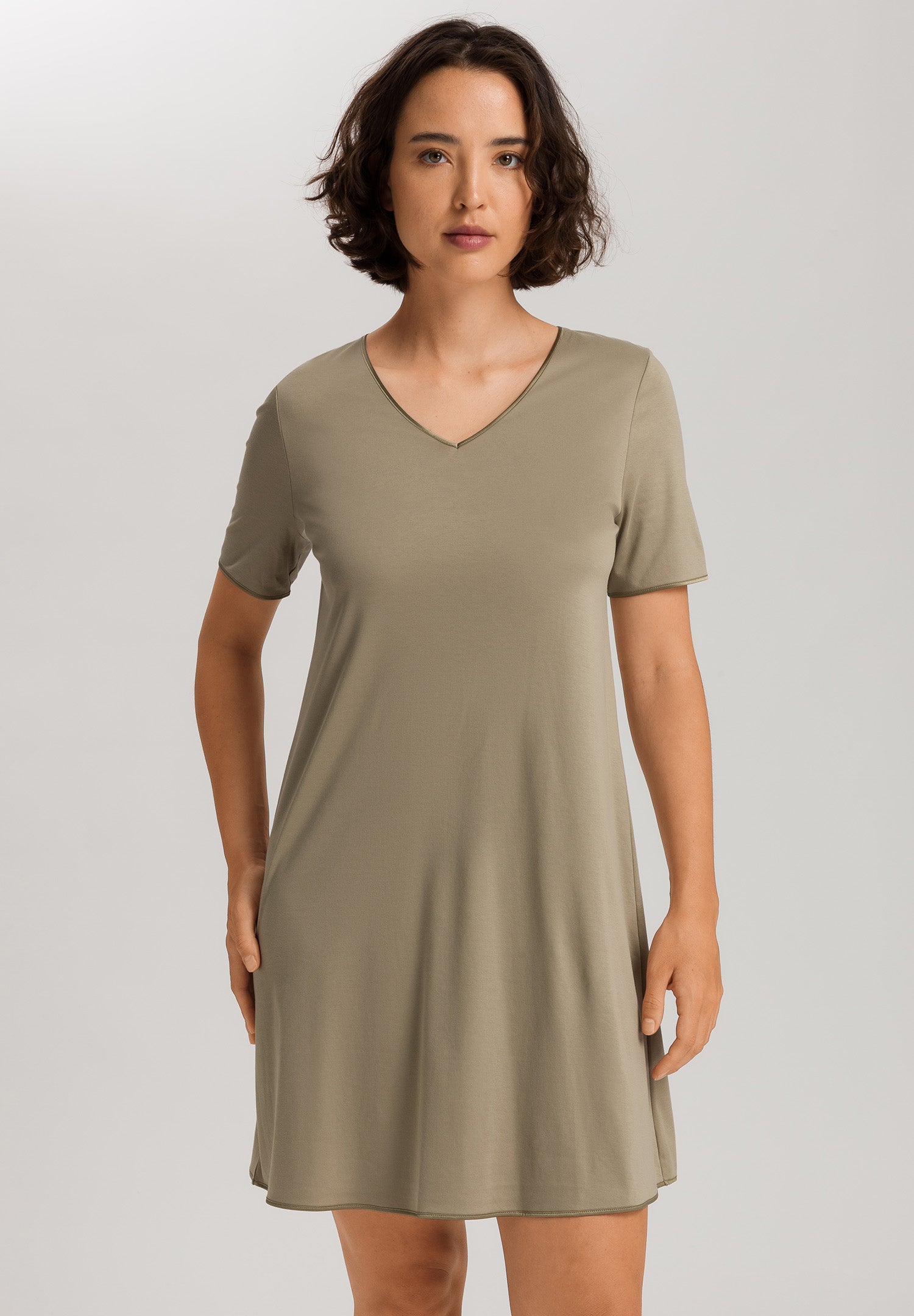 Cotton Silk V-Neck Cotton Nightgown | Silver Sage 74814-2651