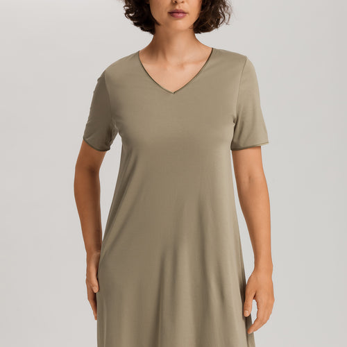 Cotton Silk V-Neck Cotton Nightgown | Silver Sage 74814-2651